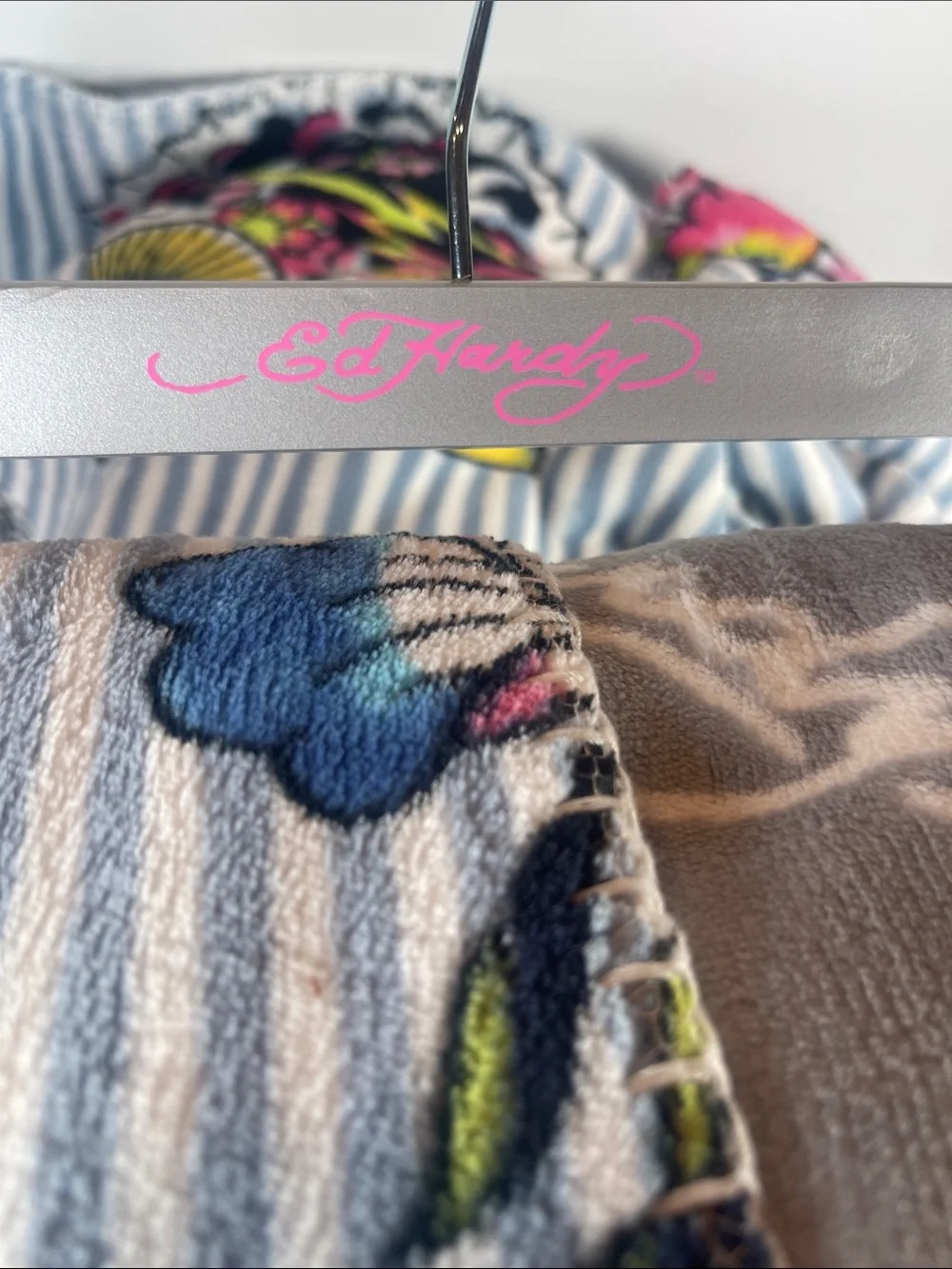 Ed Hardy Reversible Plush Oversized Throw Blanket 60x70 Tattoo Y2K NWT